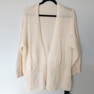 ASM ANNA Ivory Crochet Knit Mohair Blend Open Cardigan NWT